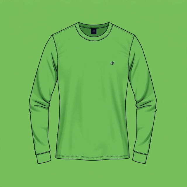 A stylish long-sleeved T-shirt design in a rich, vibrant green color