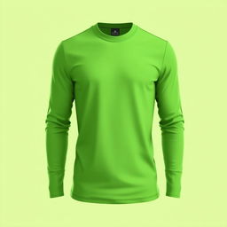 A stylish long-sleeved T-shirt design in a rich, vibrant green color