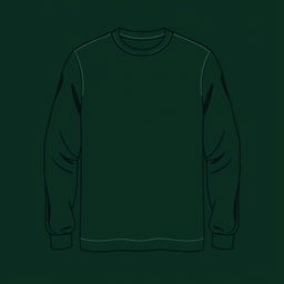 A long-sleeved T-shirt design in a deep, dark green color that exudes a sense of richness and depth