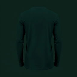 A long-sleeved T-shirt design in a deep, dark green color that exudes sophistication and elegance