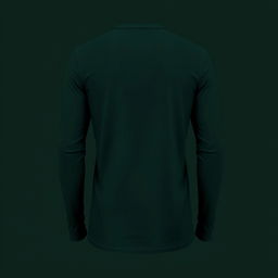 A long-sleeved T-shirt design in a deep, dark green color that exudes sophistication and elegance