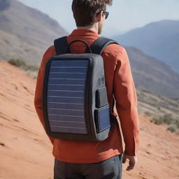 Futuristic backpack infused with an integrated solar panel.