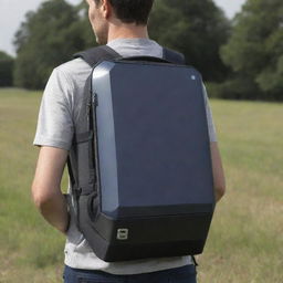 Futuristic backpack infused with an integrated solar panel.