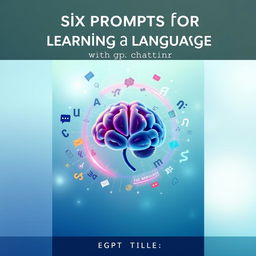 A captivating cover for an e-book titled "Six prompts for learning a language with gpt chat"