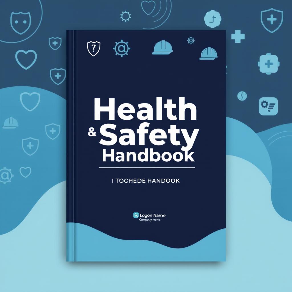 A professional and informative health and safety handbook cover page designed for a corporate setting