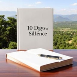 A detailed plain book cover titled "10 Days of Silence"