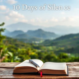 A detailed plain book cover titled "10 Days of Silence"