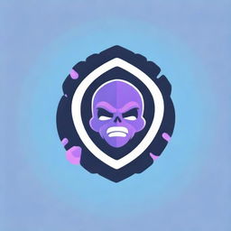 Design a striking and enticing logo for a Brawl Stars gaming channel, incorporating symbolic elements of the game such as character silhouettes, stars, and fiery explosions, predominantly in shades of purple and blue.