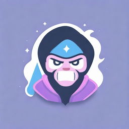 Design a striking and enticing logo for a Brawl Stars gaming channel, incorporating symbolic elements of the game such as character silhouettes, stars, and fiery explosions, predominantly in shades of purple and blue.