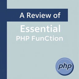 A book cover design for "A Review of Essential PHP Functions," featuring a simple and professional look suitable for a technical book