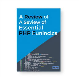 A book cover design for "A Review of Essential PHP Functions," featuring a simple and professional look suitable for a technical book