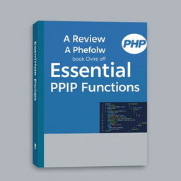 A book cover design for "A Review of Essential PHP Functions," featuring a simple and professional look suitable for a technical book