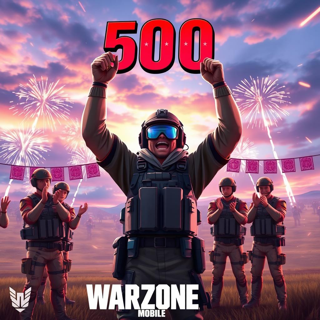 A celebratory moment in Warzone Mobile as a player reaches their 500th victory