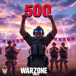 A celebratory moment in Warzone Mobile as a player reaches their 500th victory