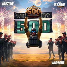 A celebratory moment in Warzone Mobile as a player reaches their 500th victory