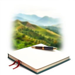 A detailed and serene plain book cover design featuring a beautiful Indian landscape in the background