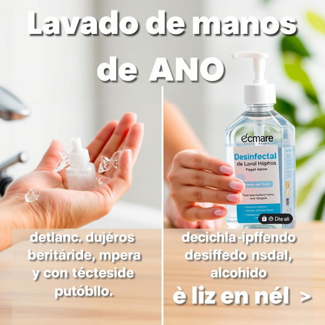 una miniatura para un video en YouTube que muestre una escena de lavado de manos clínico con agua y jabón a la izquierda, destacando técnicas detalladas de lavado de manos