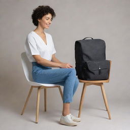 A stylish, multifunctional backpack which can seamlessly transform into a comfortable chair