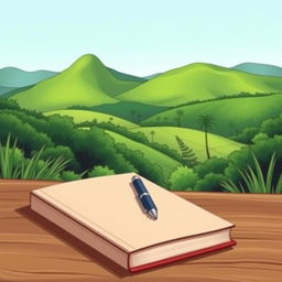 A detailed plain book cover illustrating a serene and peaceful Indian landscape in the background