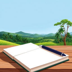 A detailed plain book cover illustrating a serene and peaceful Indian landscape in the background