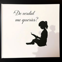 An A4-sized book cover featuring a silhouette of a 14-year-old girl sitting cross-legged on the floor, intently reading a book