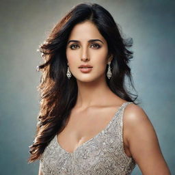 Generate a high-quality, striking image of the Bollywood actress Katrina Kaif in a reimagined glamorous and respectful manner.