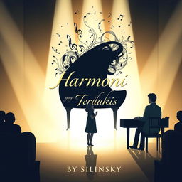 A novel cover design sized at 13 cm × 19 cm, featuring a beautifully crafted illustration of a male pianist seated at a grand piano during a recital