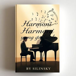 A novel cover design sized at 13 cm × 19 cm, featuring a beautifully crafted illustration of a male pianist seated at a grand piano during a recital