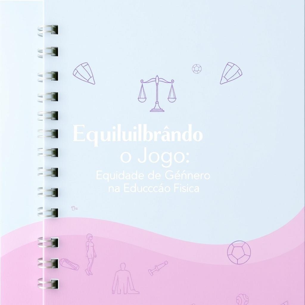 A notebook cover design with a theme of gender equity in physical education, featuring a harmonious blend of lilac and blue colors