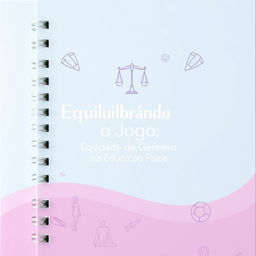 A notebook cover design with a theme of gender equity in physical education, featuring a harmonious blend of lilac and blue colors