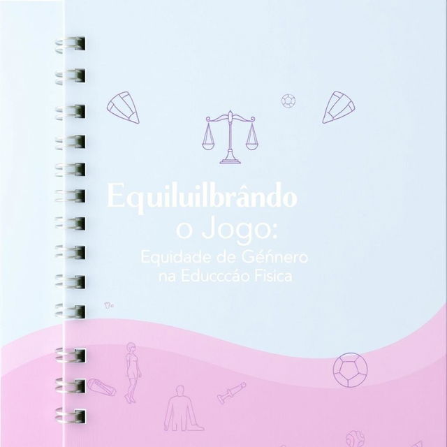 A notebook cover design with a theme of gender equity in physical education, featuring a harmonious blend of lilac and blue colors