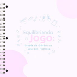 A notebook cover design with a theme of gender equity in physical education, featuring a harmonious blend of lilac and blue colors