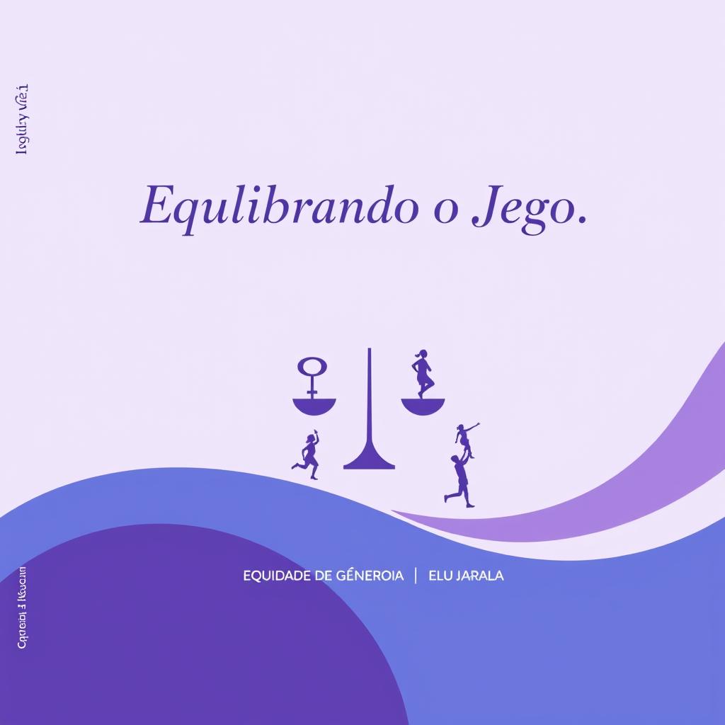 Journal cover design with a lilac and blue color scheme, featuring the theme 'Equilibrando o Jogo: Equidade de Gênero na Educação Física'