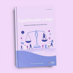 Journal cover design with a lilac and blue color scheme, featuring the theme 'Equilibrando o Jogo: Equidade de Gênero na Educação Física'