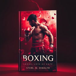 A captivating and dramatic book cover featuring a boxing theme intertwined with elements of love and hate