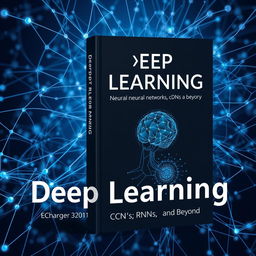 A captivating and modern book cover design for a textbook titled "Deep Learning: Exploring Neural Networks, CNNs, RNNs, and Beyond"