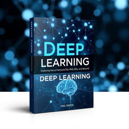 A captivating and modern book cover design for a textbook titled "Deep Learning: Exploring Neural Networks, CNNs, RNNs, and Beyond"