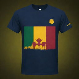 Design a gaming T-shirt inspired by the Sri Lankan national flag with elements from Call of Duty Mobile. Features include 'THE TITANS™' squad name and 'TheAlpha' player name. Prioritize a striking and wearable aesthetic.