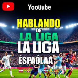 A dynamic and eye-catching YouTube thumbnail featuring the vibrant energy of La Liga