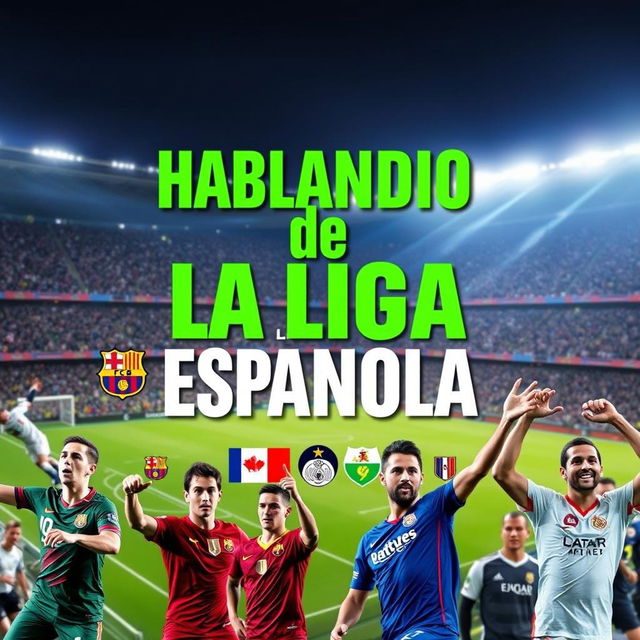 A dynamic and eye-catching YouTube thumbnail featuring the vibrant energy of La Liga