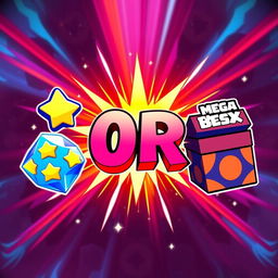 A vibrant and dynamic Brawl Stars thumbnail featuring Star Drops on one side and Mega Boxes on the other