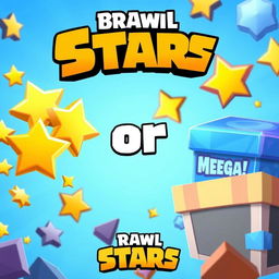 A thumbnail for the Brawl Stars game, featuring Star Drops and Mega Boxes on either side with the word 'or' in the middle