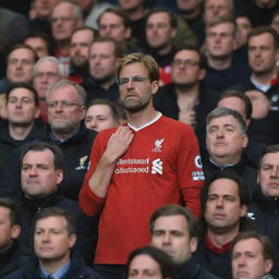 An extremely emotive scene showing deeply saddened Liverpool fans, tears streaming down their faces, following Klopp's announced departure.