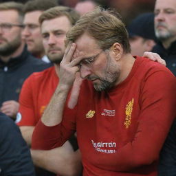 An extremely emotive scene showing deeply saddened Liverpool fans, tears streaming down their faces, following Klopp's announced departure.