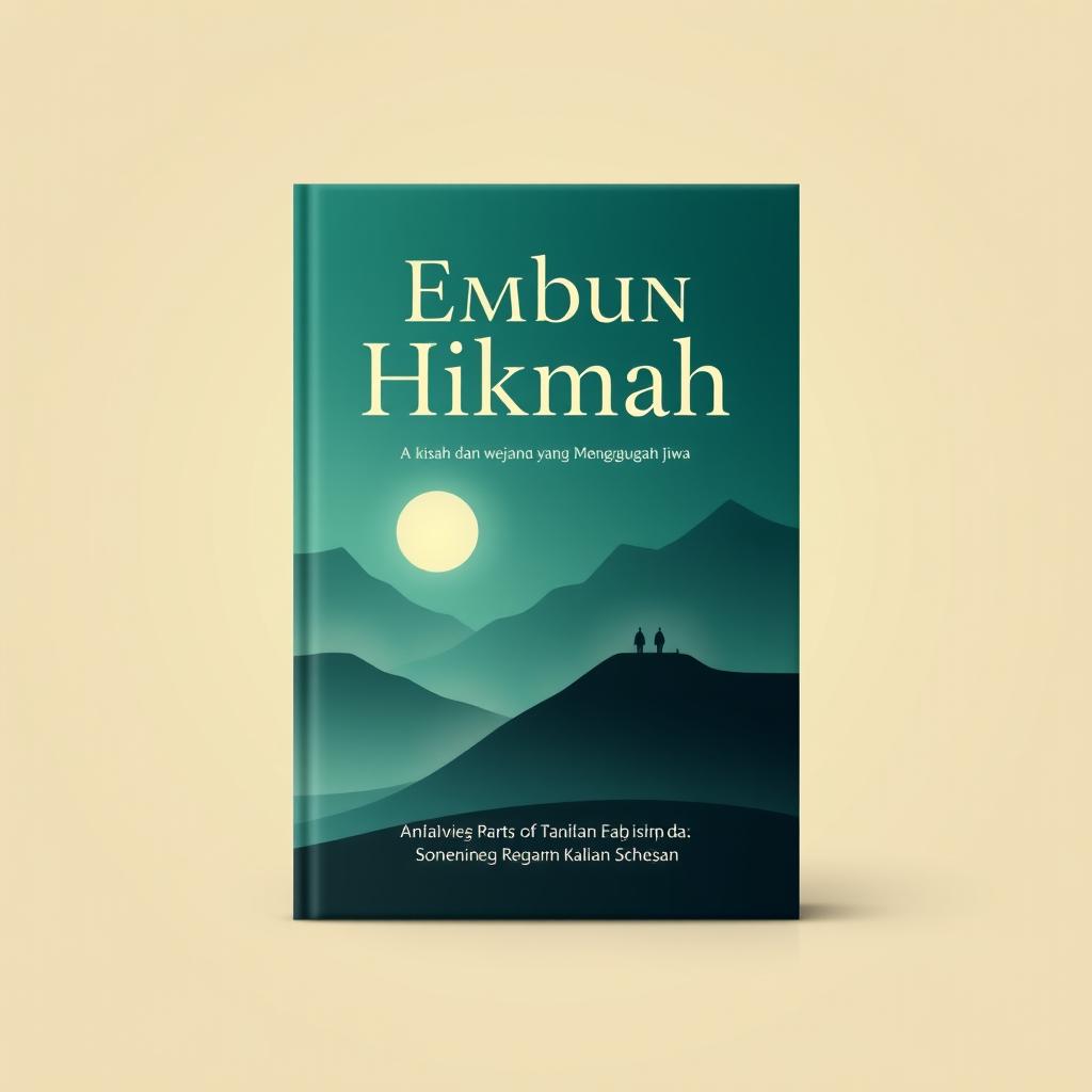 A simple and captivating book cover design for "Embun Hikmah: kisah dan wejangan yang Menggugah jiwa", featuring a serene and inspiring scene