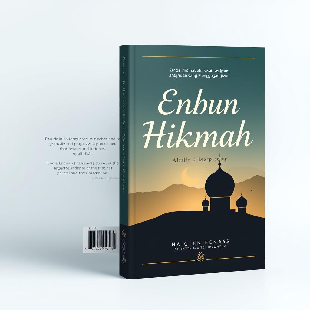 A simple and captivating book cover design for "Embun Hikmah: kisah dan wejangan yang Menggugah jiwa", featuring a serene and inspiring scene