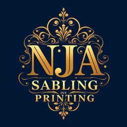 Design of the text 'NJA Sablon Printing' integrated with a t-shirt and plastic screen printing theme