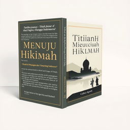 A simple and captivating book cover design for "Titian Menuju Hikmah: Kisah & Wejangan dari Timur hingga Nusantara", featuring a serene and inspiring scene