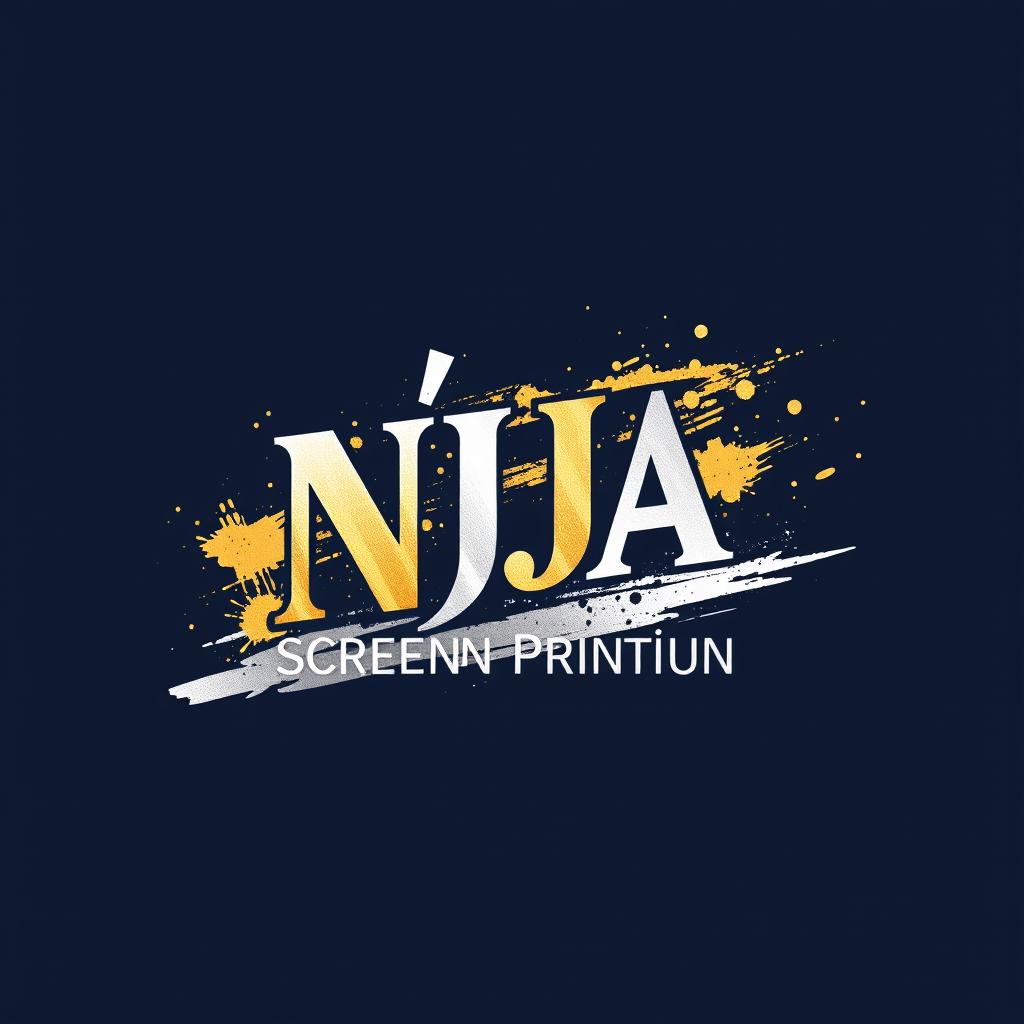 A long and elegant t-shirt design featuring the text 'NJA Screen Printing'