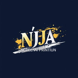 A long and elegant t-shirt design featuring the text 'NJA Screen Printing'